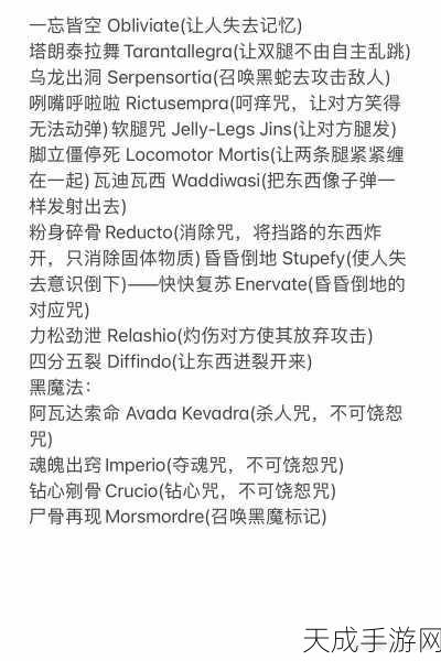 哈利波特:魔法觉醒咒语全揭秘,探索魔法世界的终极指南