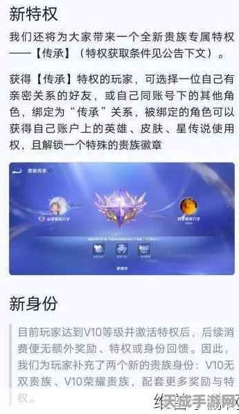 王者荣耀贵族特权新纪元，贵族传承规则全面解析