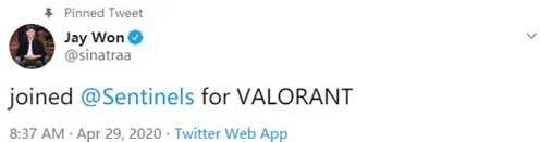守望先锋传奇MVP Sinatraa 退役，转战Valorant携手Sentinel开启新篇章