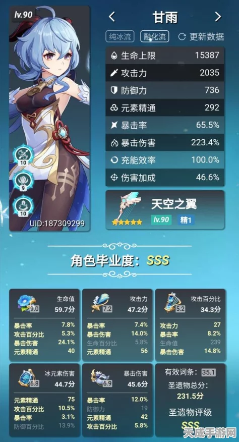 原神甘雨毕业面板属性大揭秘