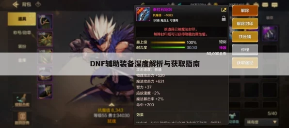 DNF手游深度解析，解锁双辅助装备栏全攻略