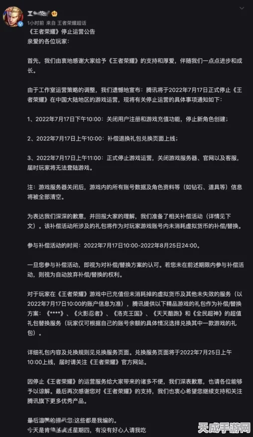 王者荣耀罕见停服背后，重大赛事筹备与致敬英雄之举