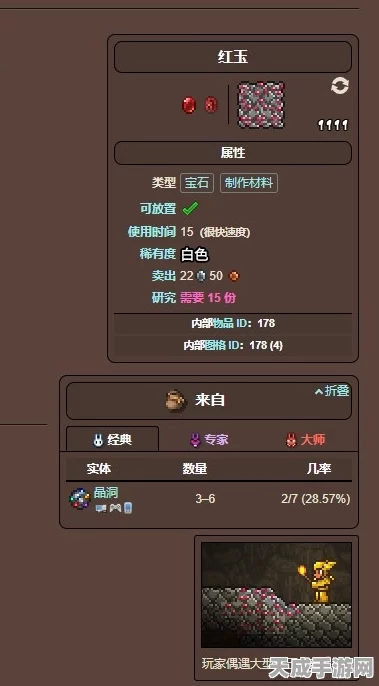 泰拉瑞亚探秘，红玉宝藏全攻略，解锁稀有矿石的秘密
