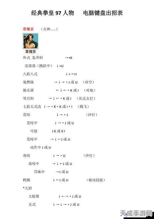 97拳皇，揭秘最炫酷连招组合，探索格斗乐趣新境界
