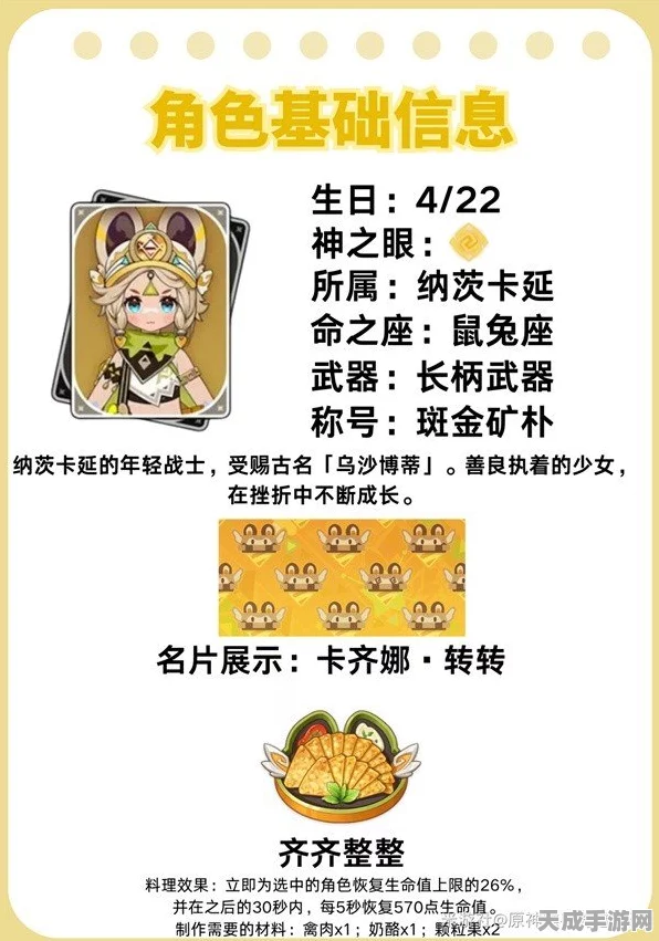 原神深度攻略，卡齐娜圣遗物搭配阵容全解析，助你征服提瓦特！