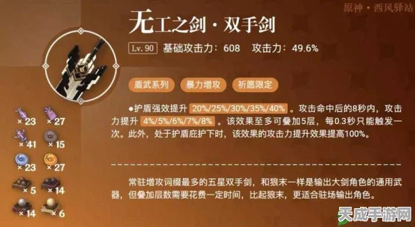 原神无工之剑深度解析，90级攻击力加成揭秘及实战应用