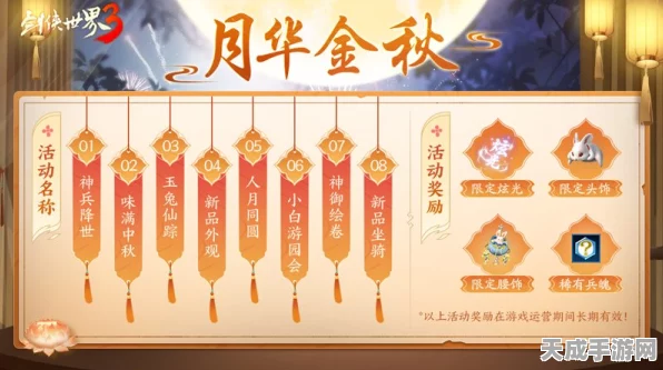 剑侠世界3中秋盛典，江湖花月夜，月华金秋挑战赛燃情开启