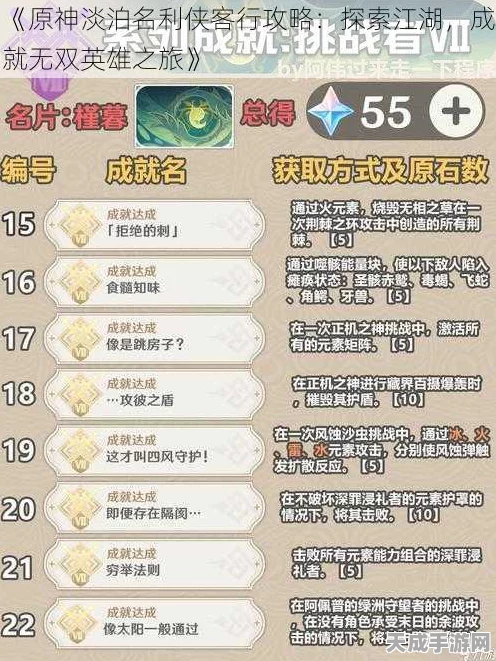 原神淡泊名利侠客行，深度攻略与江湖奇遇，解锁尘世之外的冒险新篇章