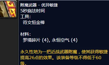 魔兽世界，揭秘单手武器+15敏捷附魔图纸掉落地点，探险者必备！