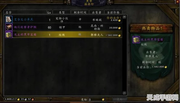 魔兽世界黑市竞标倒计时，掌握剩余时间，赢取稀有宝物秘籍