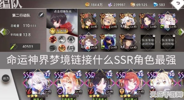 命运神界SSR战力巅峰对决，揭秘顶尖角色荣耀战力榜