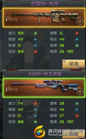 CF手游，巴雷特牡丹VS AWM王者荣耀，顶尖狙击枪巅峰对决！