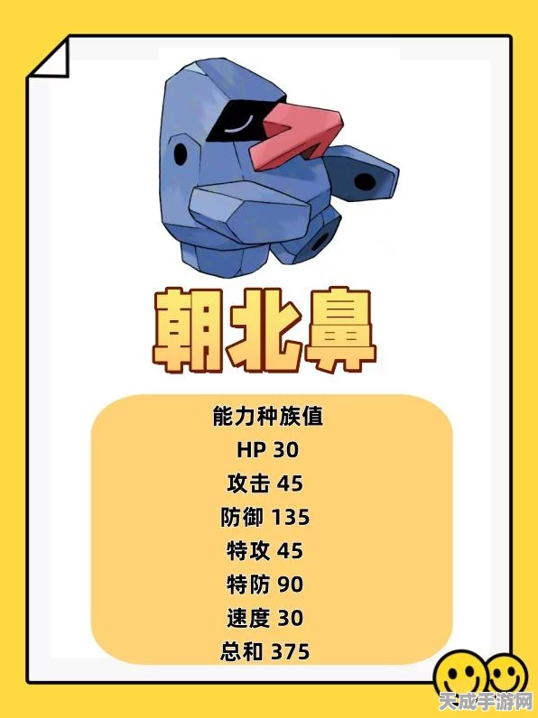 口袋妖怪复刻，揭秘朝北巨鼻种族值，探索战斗潜能新高度！