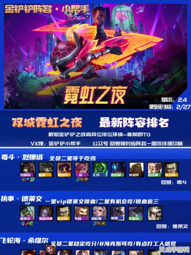 霓虹之夜霸主揭秘，金铲铲之战最无解阵容及运营策略