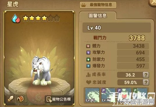 手游资讯，石器时代起源白虎星虎全属性深度剖析，战斗策略揭秘