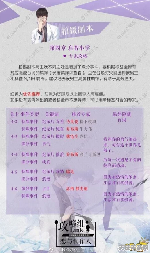 恋与制作人深度攻略，许墨副本第四章启智小学探险全揭秘