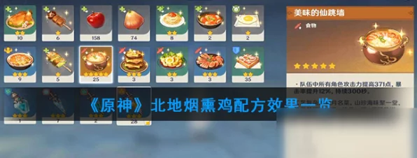 原神美食探索，揭秘北地烟熏鸡食谱的获取秘籍